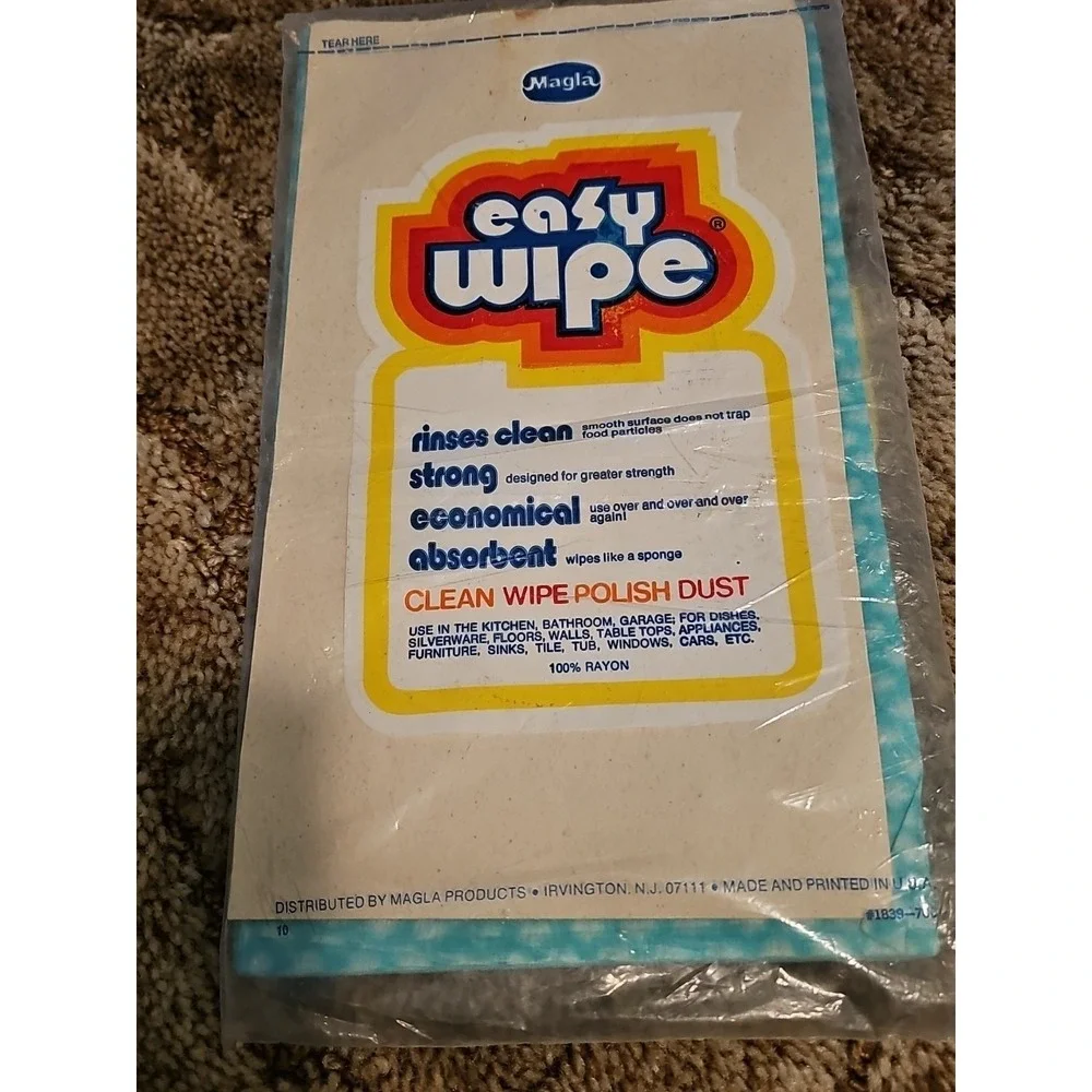 Vintage 80's Magla EASY WIPE Wiping Cloths Prop Nostalgia Dead Stock 8 Reusable